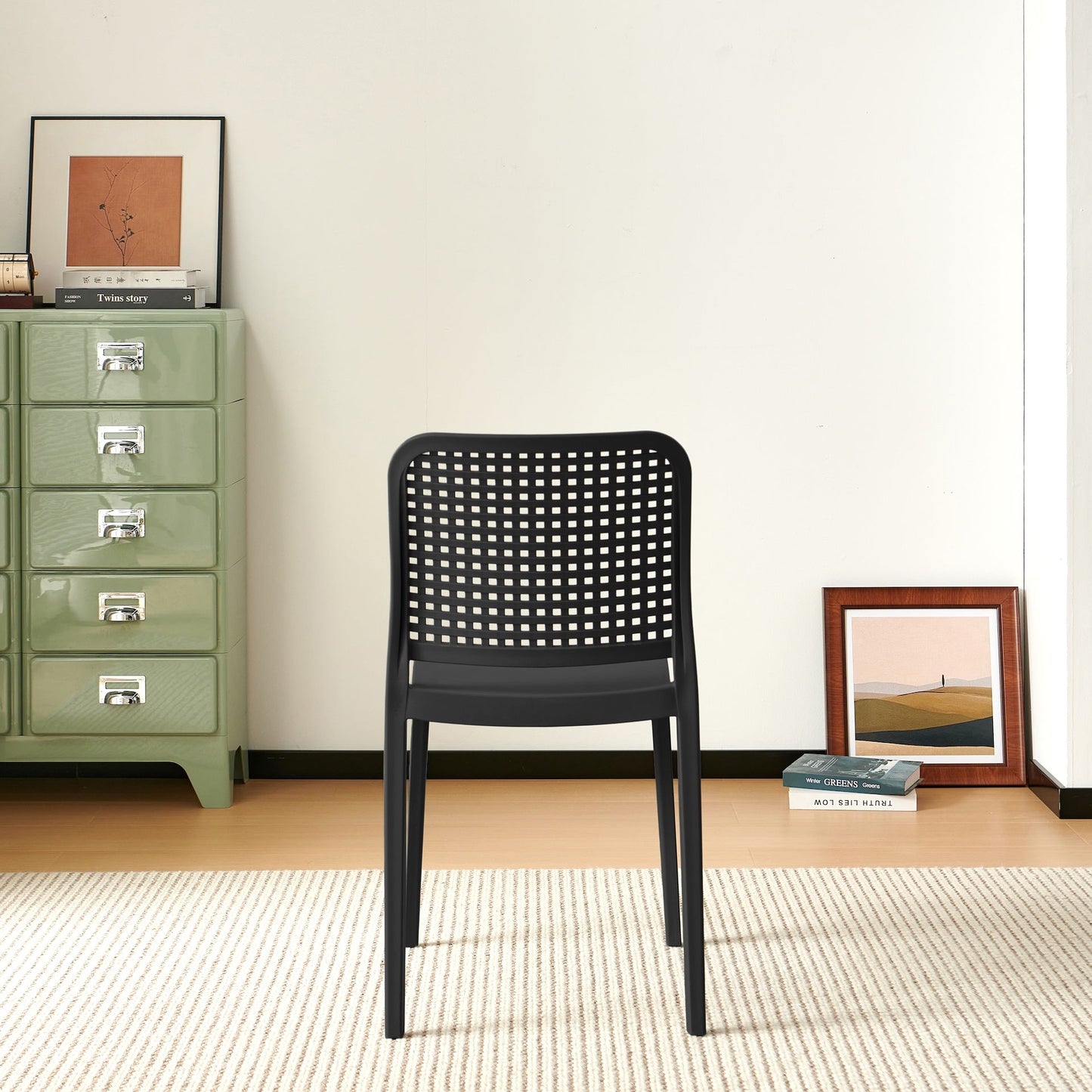 Silla Bronx , Negro, con Espaldar en Cuadrados y Diseño Minimalista
