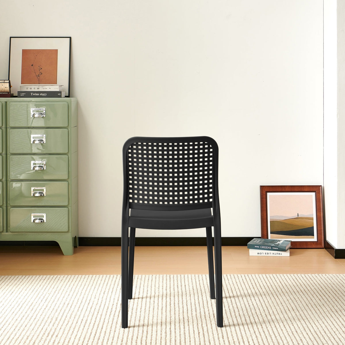 Silla Bronx , Negro, con Espaldar en Cuadrados y Diseño Minimalista