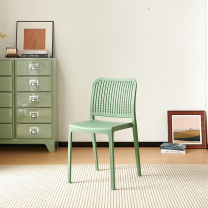 Silla Bronx, Verde, con Espaldar en Cuadrados y Diseño Minimalista