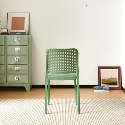 Silla Bronx, Verde, con Espaldar en Cuadrados y Diseño Minimalista