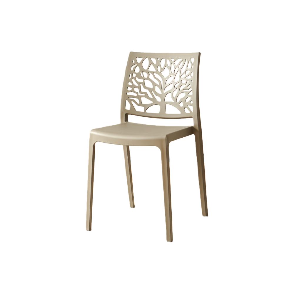 Silla Harlem, Taupe, con Espaldar en Forma de Árbol y Diseño Minimalista
