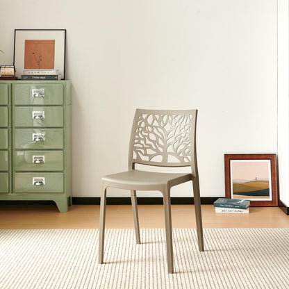 Silla Harlem, Taupe, con Espaldar en Forma de Árbol y Diseño Minimalista