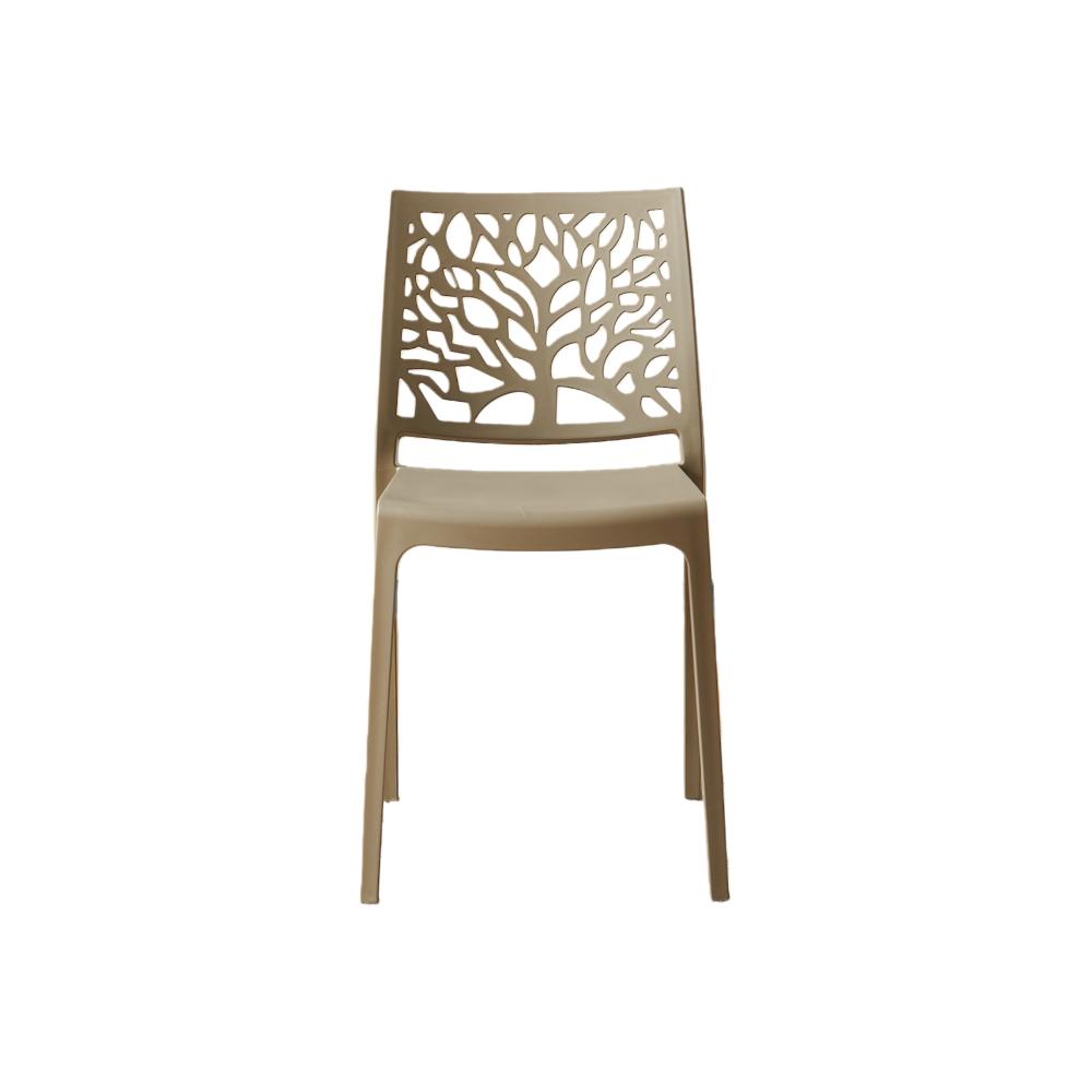 Silla Harlem, Taupe, con Espaldar en Forma de Árbol y Diseño Minimalista