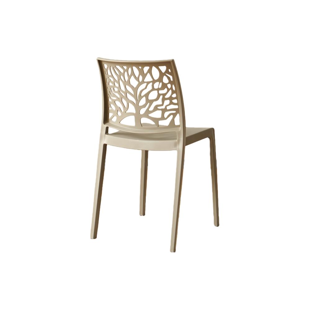 Silla Harlem, Taupe, con Espaldar en Forma de Árbol y Diseño Minimalista