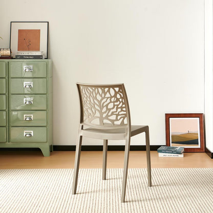 Silla Harlem, Taupe, con Espaldar en Forma de Árbol y Diseño Minimalista