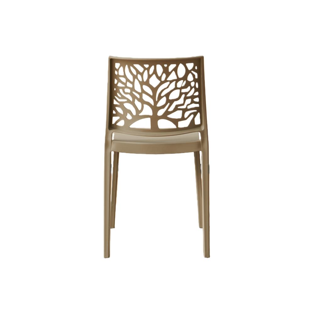 Silla Harlem, Taupe, con Espaldar en Forma de Árbol y Diseño Minimalista