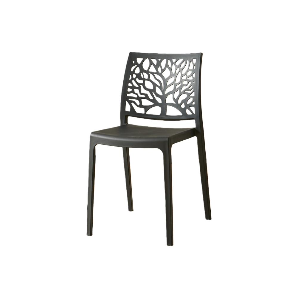 Silla Harlem, Negro, con Espaldar en Forma de Árbol y Diseño Minimalista