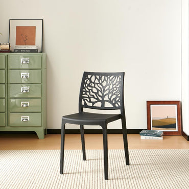 Silla Harlem, Negro, con Espaldar en Forma de Árbol y Diseño Minimalista