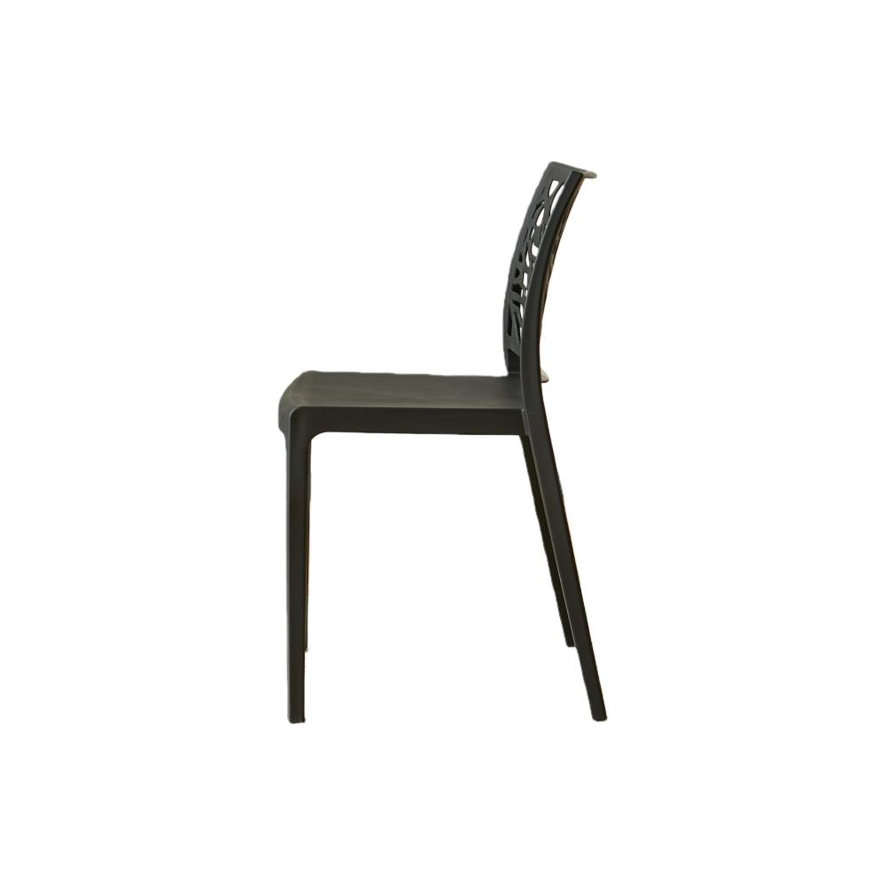 Silla Harlem, Negro, con Espaldar en Forma de Árbol y Diseño Minimalista