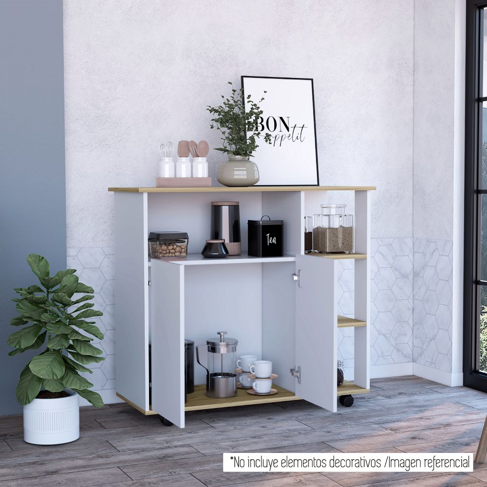 Mesón de Cocina Bi Color Blanco y Duna Para Cocina