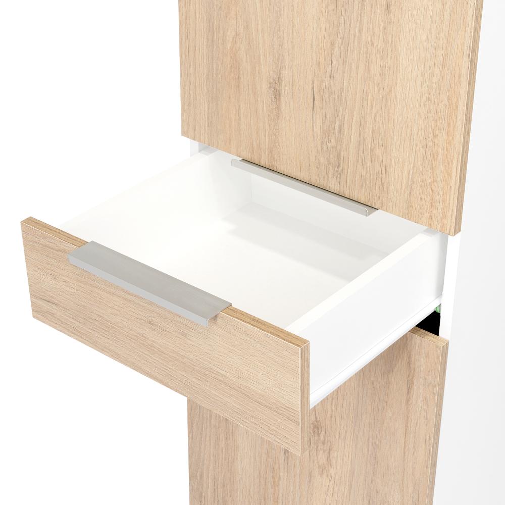 Alacena Alacena De Cocina Melia, Blanco y Rovere, con Una Puerta Abatible con Almacenamiento Extra y Patas de Acero