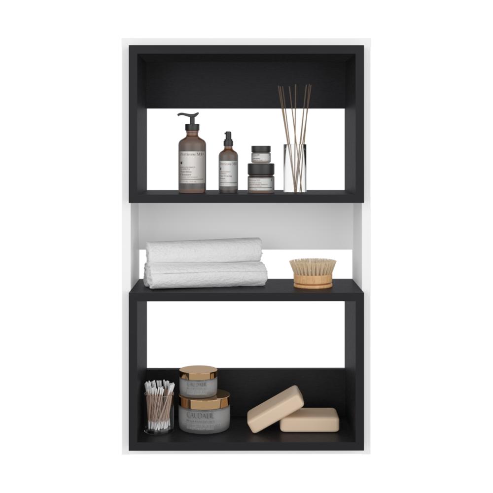 Mueble Auxiliar Muro Baño Eco, Blanco Duqueza y Wengue, con superficies para ubicar objetos