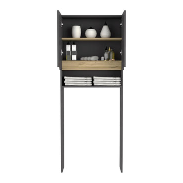 Gabinete de Baño Apolis Plata Oscuro y Café Claro, con Puertas con Apertura Sin Manijas y Dos Puertas