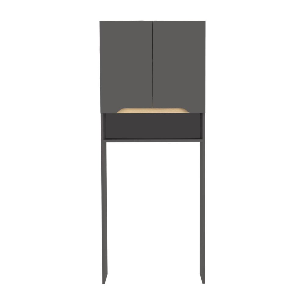 Gabinete de Baño Apolis Plata Oscuro y Café Claro, con Puertas con Apertura Sin Manijas y Dos Puertas