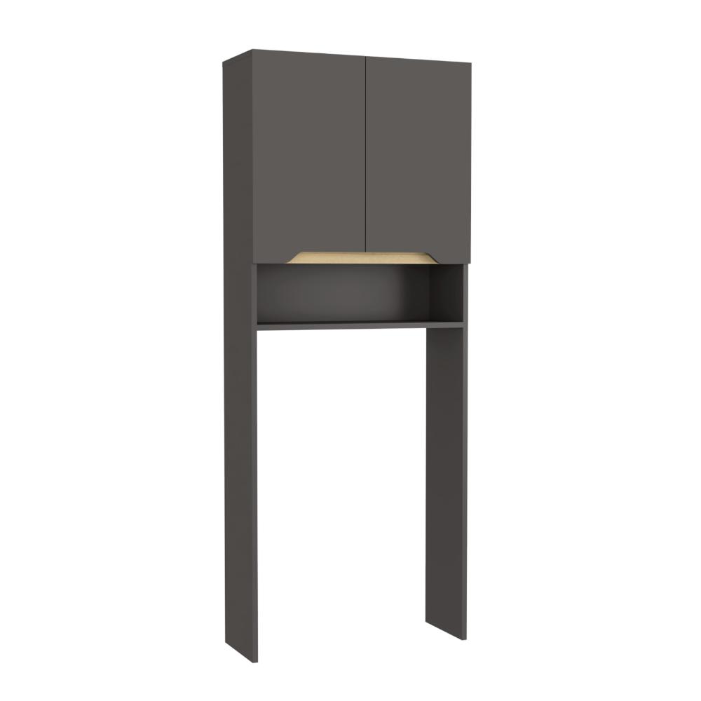 Gabinete de Baño Apolis Plata Oscuro y Café Claro, con Puertas con Apertura Sin Manijas y Dos Puertas