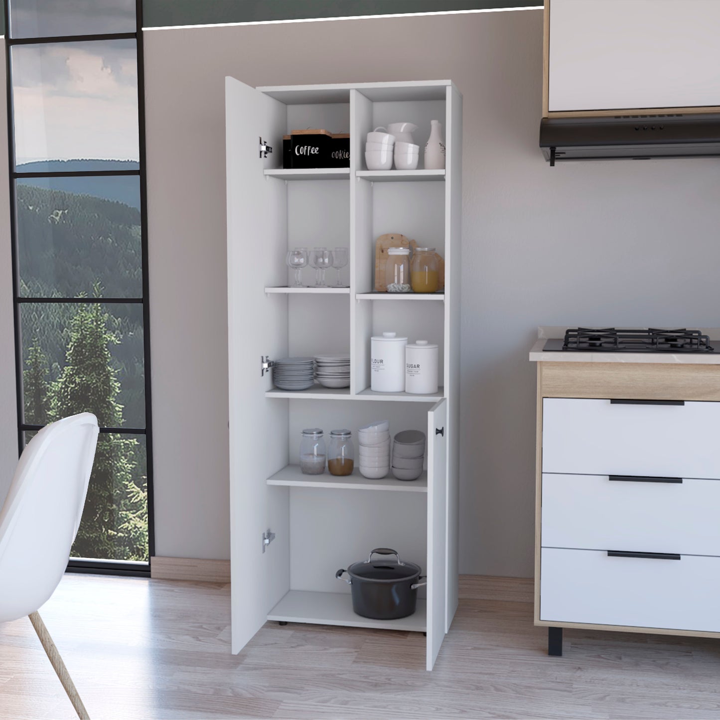 Mueble Alacena Konik, Blanco, con gran variedad de entrepaños