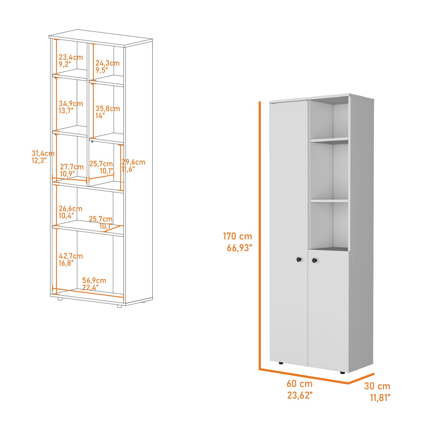 Mueble Alacena Konik, Blanco, con gran variedad de entrepaños