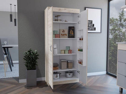 Mueble Alacena Varese Dos Puertas Café Claro, Posee Un Estante Adicional En La Puerta Y Cuatro Entrepaños