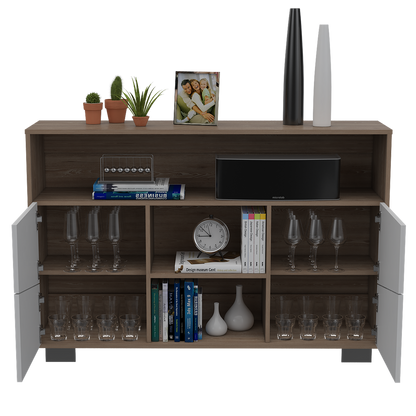 Arrimo Fraktal, Miel y Blanco, con Cuatro Puertas y Patas de Acero