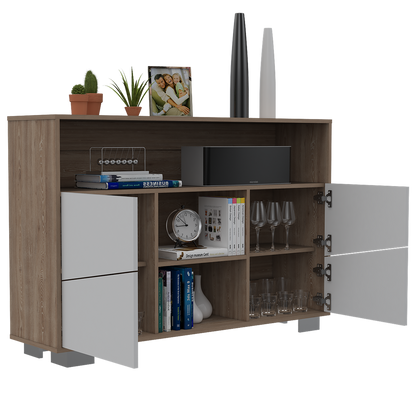 Arrimo Fraktal, Miel y Blanco, con Cuatro Puertas y Patas de Acero