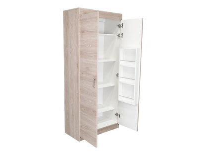 Despensa de Cocina Varese, Ceniza Y Blanco, Posee Un Estante Adicional En La Puerta y Cuatro Entrepaños