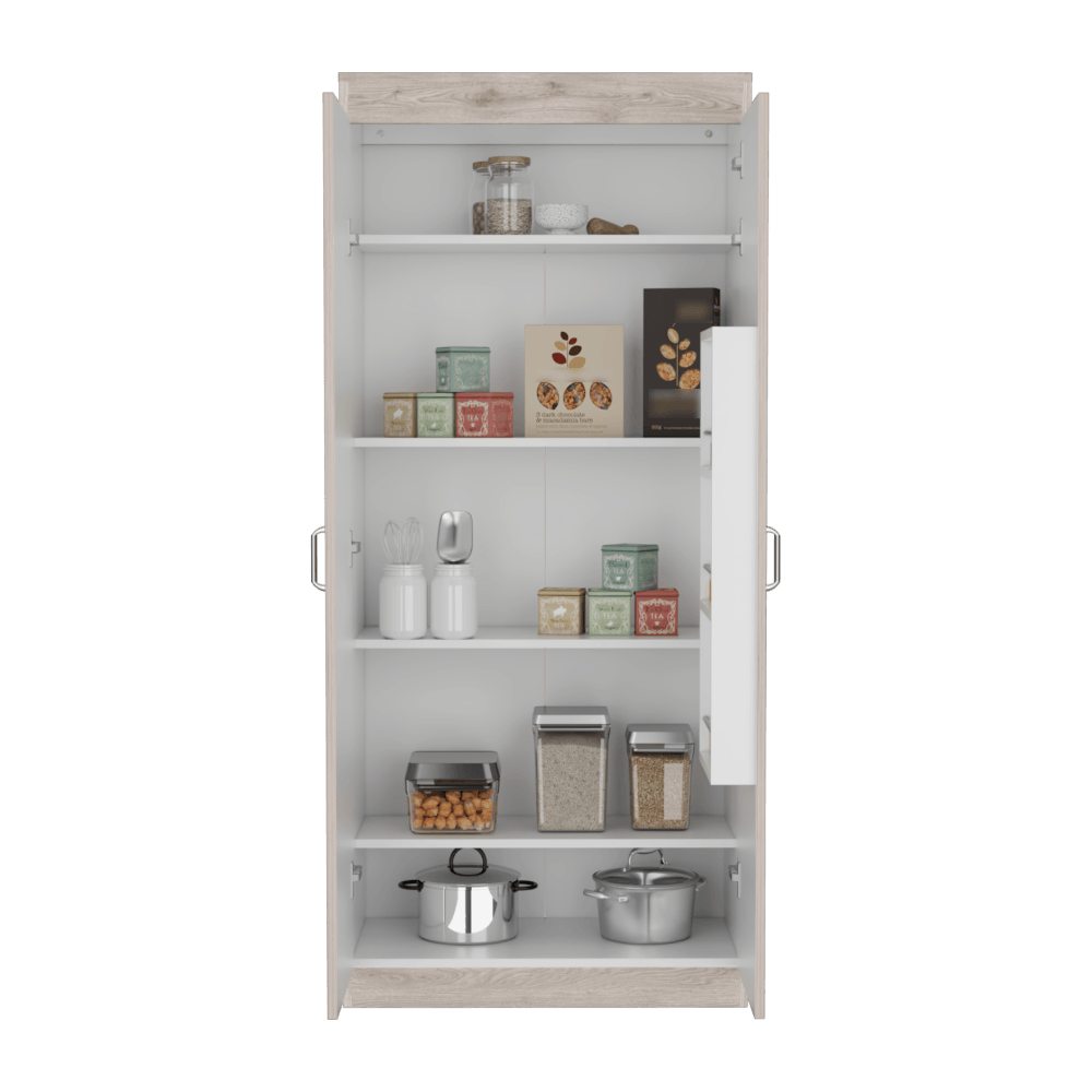 Mueble Alacena Varese Dos Puertas Café Claro, Posee Un Estante Adicional En La Puerta Y Cuatro Entrepaños