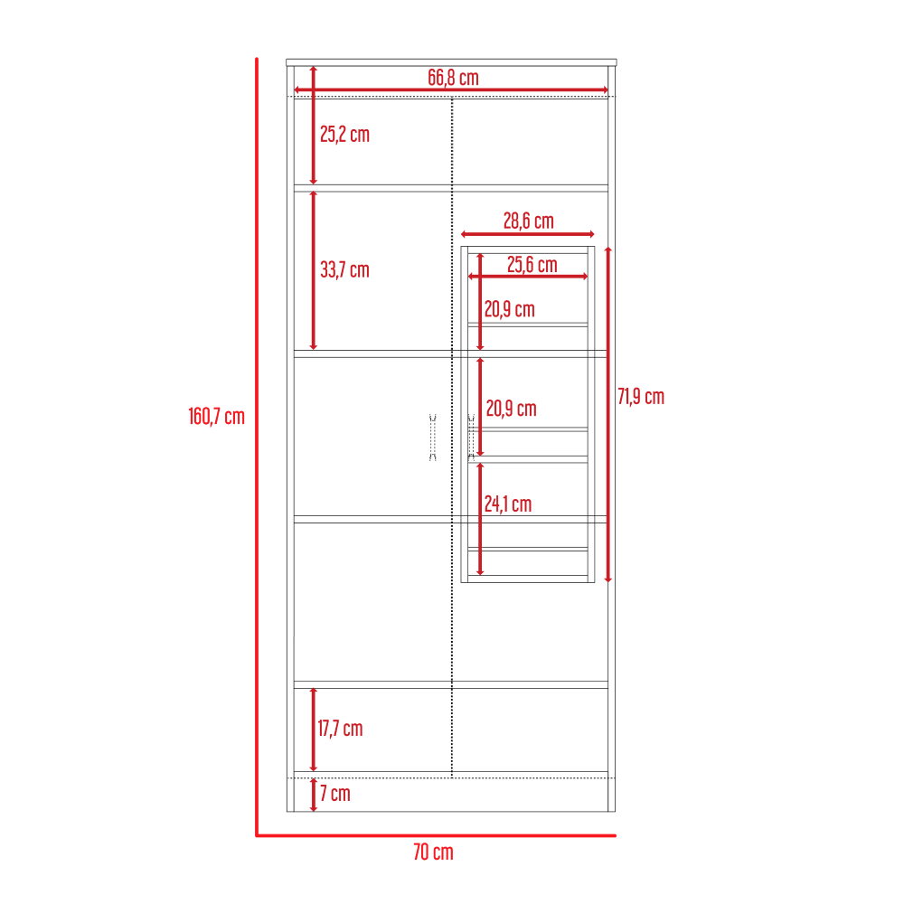 Mueble Alacena Varese Dos Puertas Café Claro, Posee Un Estante Adicional En La Puerta Y Cuatro Entrepaños