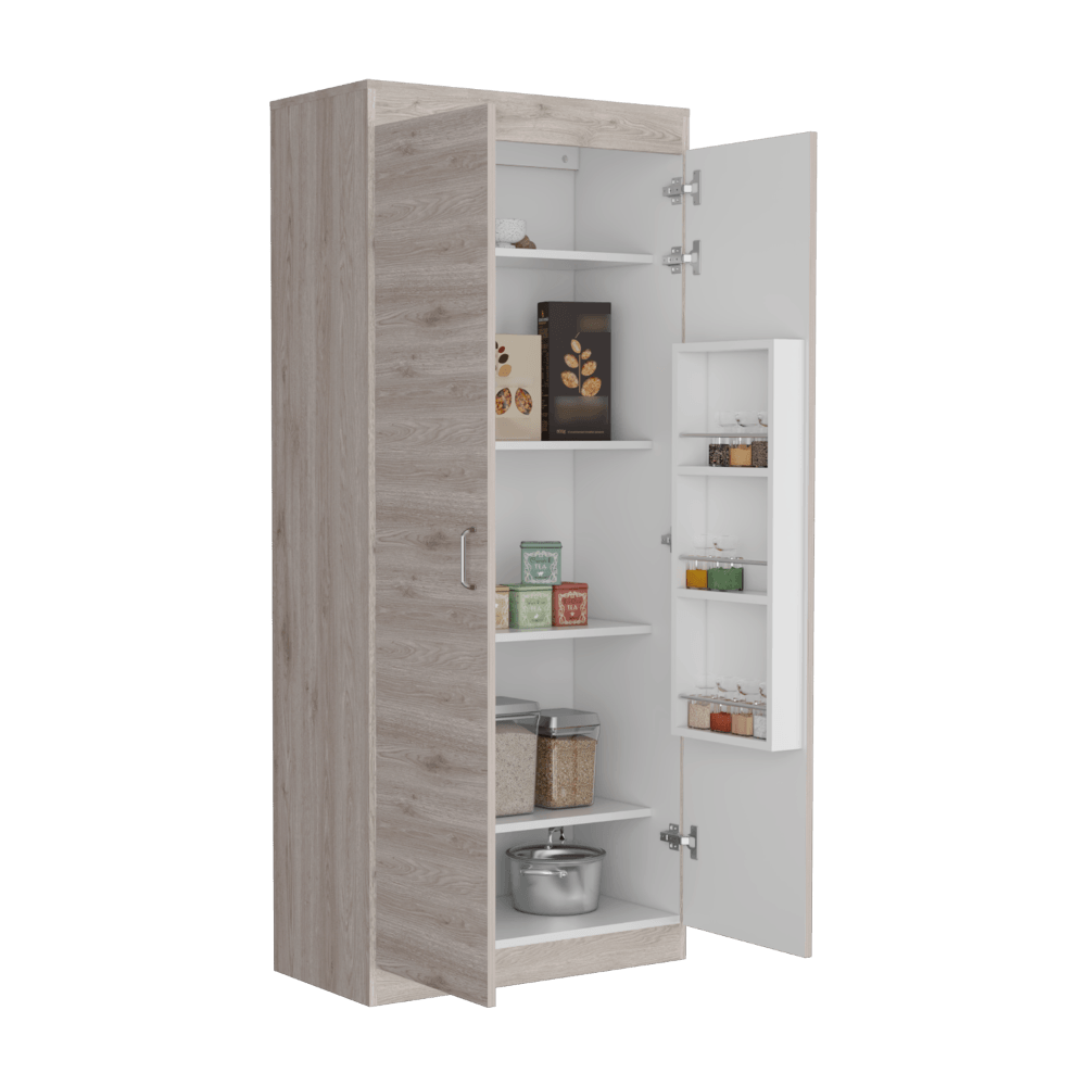 Mueble Alacena Varese Dos Puertas Café Claro, Posee Un Estante Adicional En La Puerta Y Cuatro Entrepaños