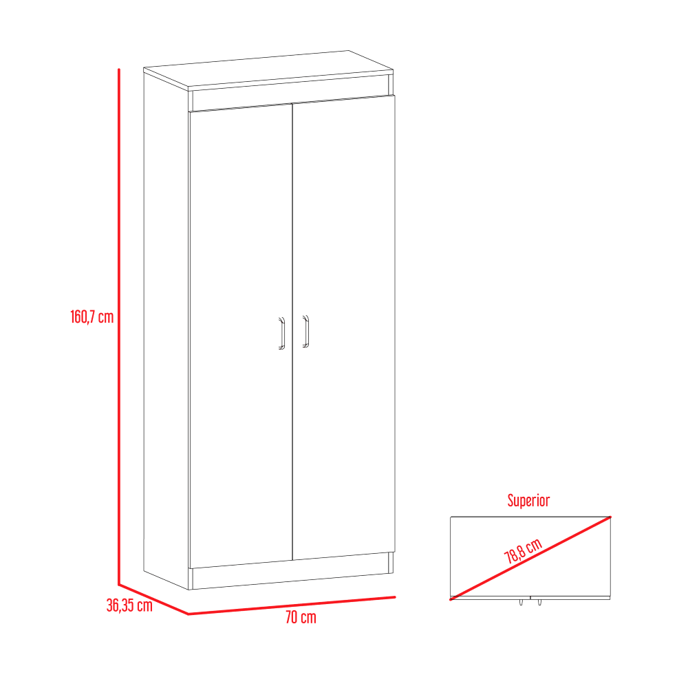 Mueble Alacena Varese Dos Puertas Café Claro, Posee Un Estante Adicional En La Puerta Y Cuatro Entrepaños