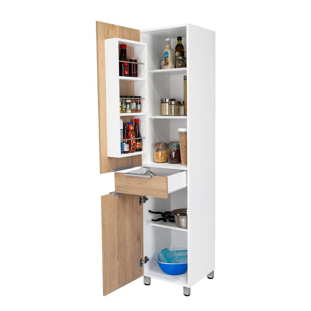 Mueble Alacena Amir Dos Puertas Y Un Cajon Café Claro, Con Almacenamiento Extra Y Patas De Acero