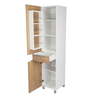 Mueble Alacena Amir Dos Puertas Y Un Cajon Café Claro, Con Almacenamiento Extra Y Patas De Acero