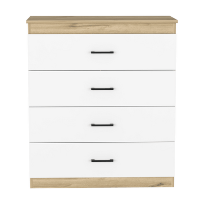 Organizador Douglas, Blanco y Café Claro, con Cuatro Cajones y Manijas Metalicas ZF - VIRTUAL MUEBLES