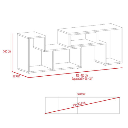 Rack Tv Ascher 40" Extensible Negro, Con Varios Entrepaños