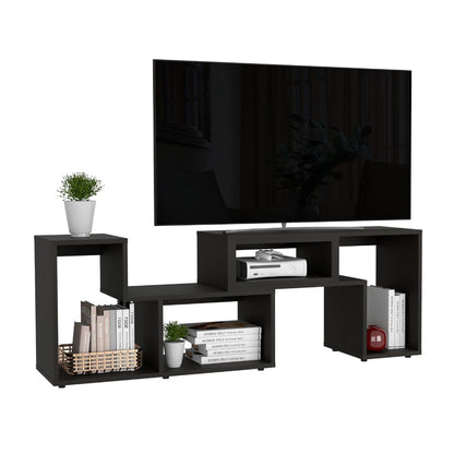 Rack Tv Ascher 40" Extensible Negro, Con Varios Entrepaños