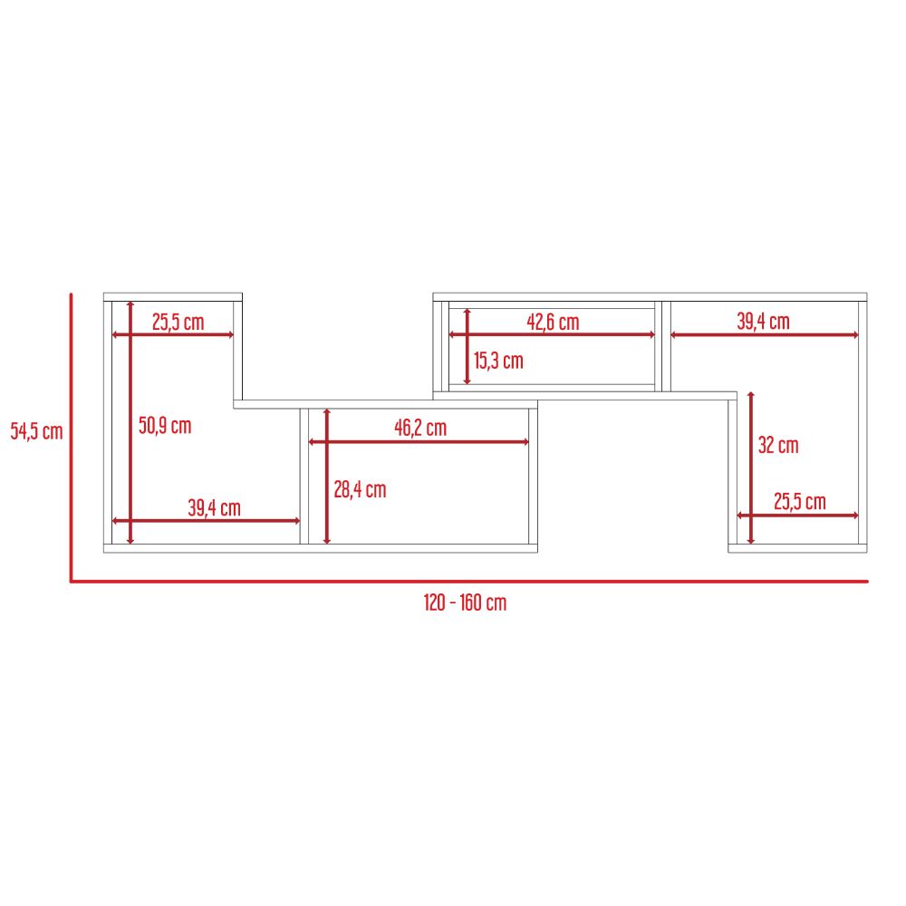 Rack Tv Ascher 40" Extensible Negro, Con Varios Entrepaños