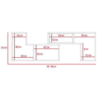 Rack Tv Ascher 40" Extensible Negro, Con Varios Entrepaños