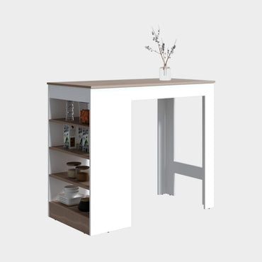 Barra Auxiliar de Cocina Greer, Blanco Duqueza y Bardolino, con espacio para ubicar objetos de cocina