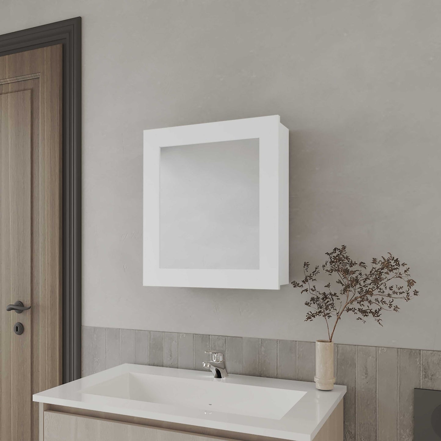 Botiquin  Con Una Puerta  Con Espejo, FM Furniture, Blanco