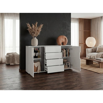 Mesa Auxiliar Recibidor Bisbee, Blanco Duqueza y Plomo, Con amplio espacio y Diseño moderno