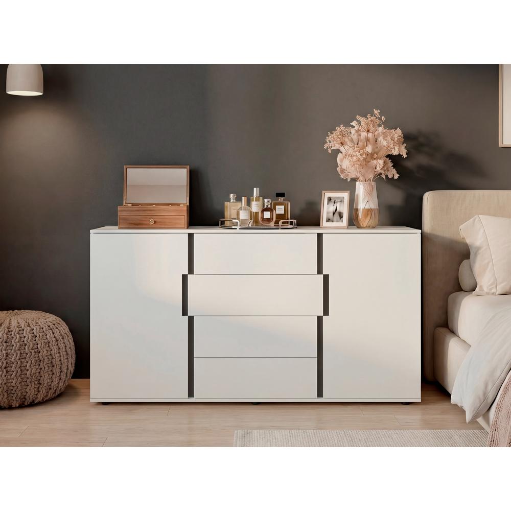 Mesa Auxiliar Recibidor Bisbee, Blanco Duqueza y Plomo, Con amplio espacio y Diseño moderno
