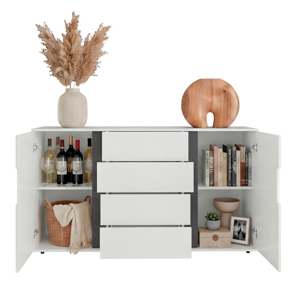 Mesa Auxiliar Recibidor Bisbee, Blanco Duqueza y Plomo, Con amplio espacio y Diseño moderno