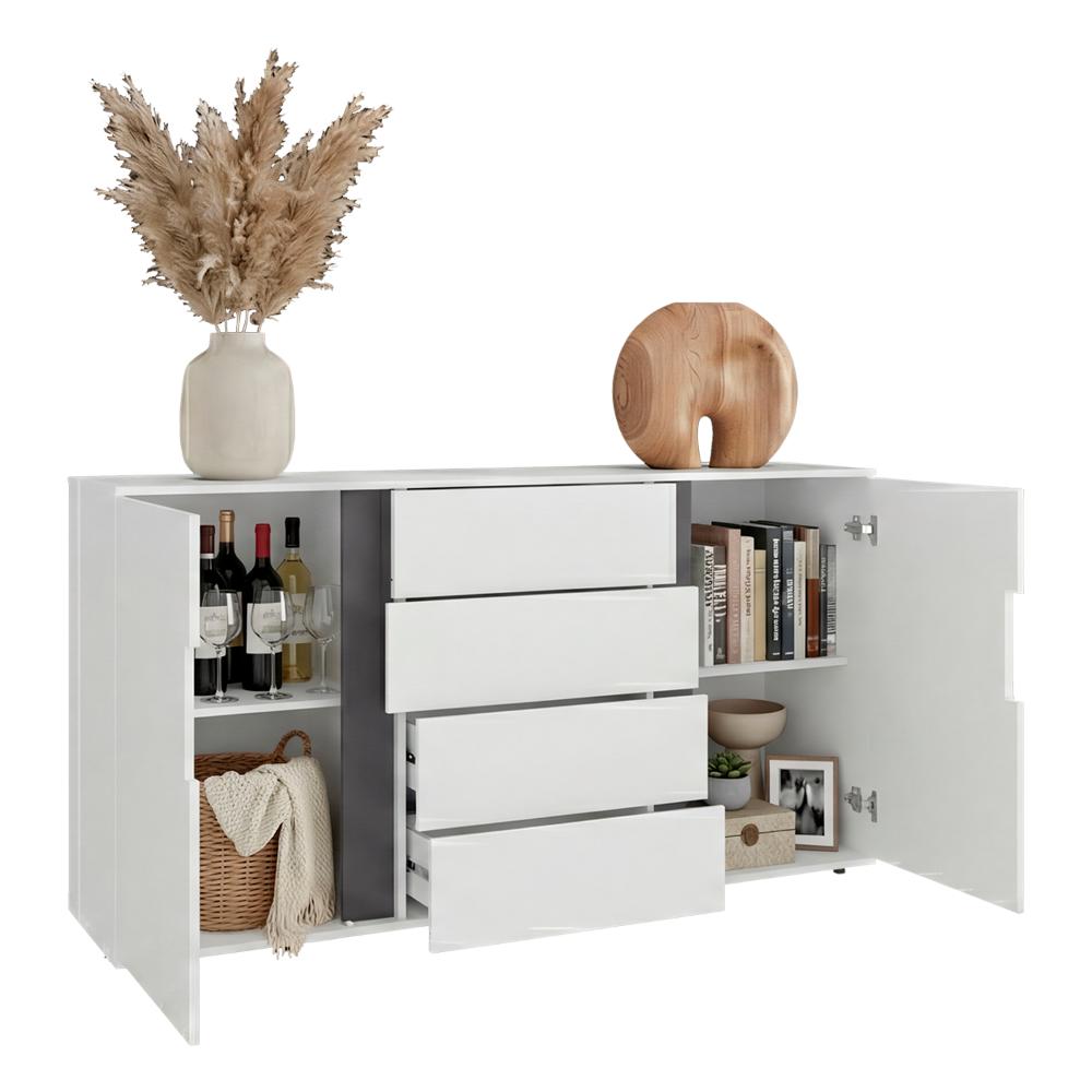 Mesa Auxiliar Recibidor Bisbee, Blanco Duqueza y Plomo, Con amplio espacio y Diseño moderno