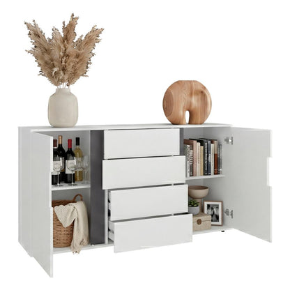 Mesa Auxiliar Recibidor Bisbee, Blanco Duqueza y Plomo, Con amplio espacio y Diseño moderno