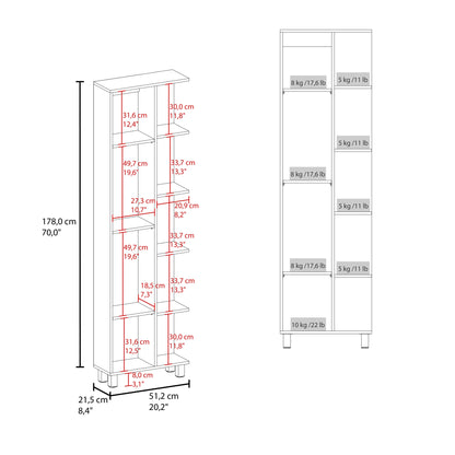Estante Organizador Baño Nueve Repisas, FM Furniture, Blanco