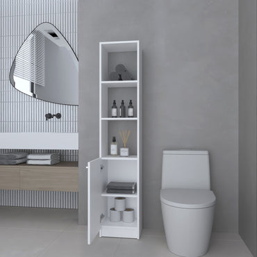 Estante Organizador Baño Una Puerta , FM Furniture, Blanco