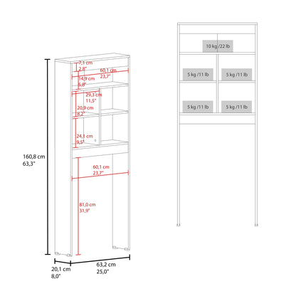 Estante Wc Cinco Repisas, FM Furniture, Blanco