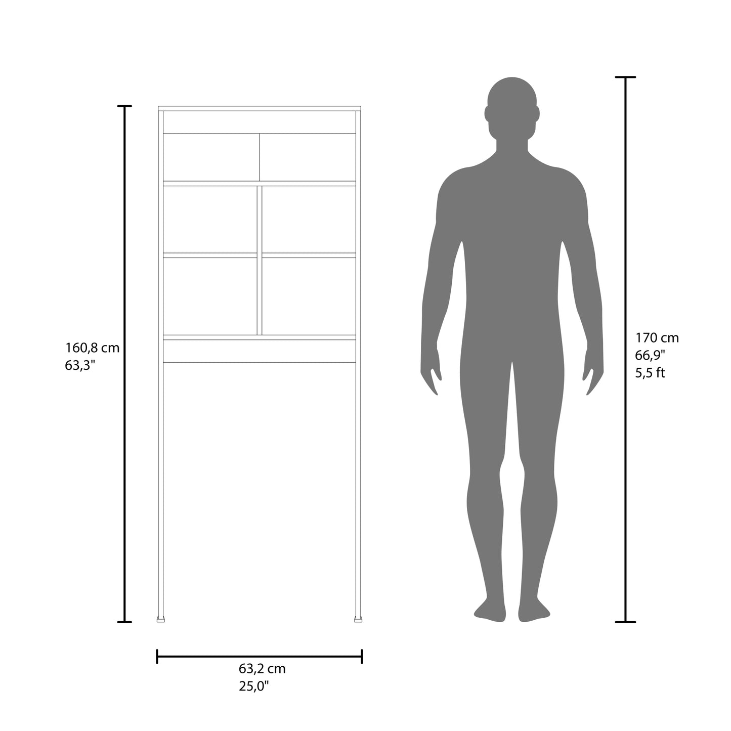 Estante Wc Cinco Repisas, FM Furniture, Blanco