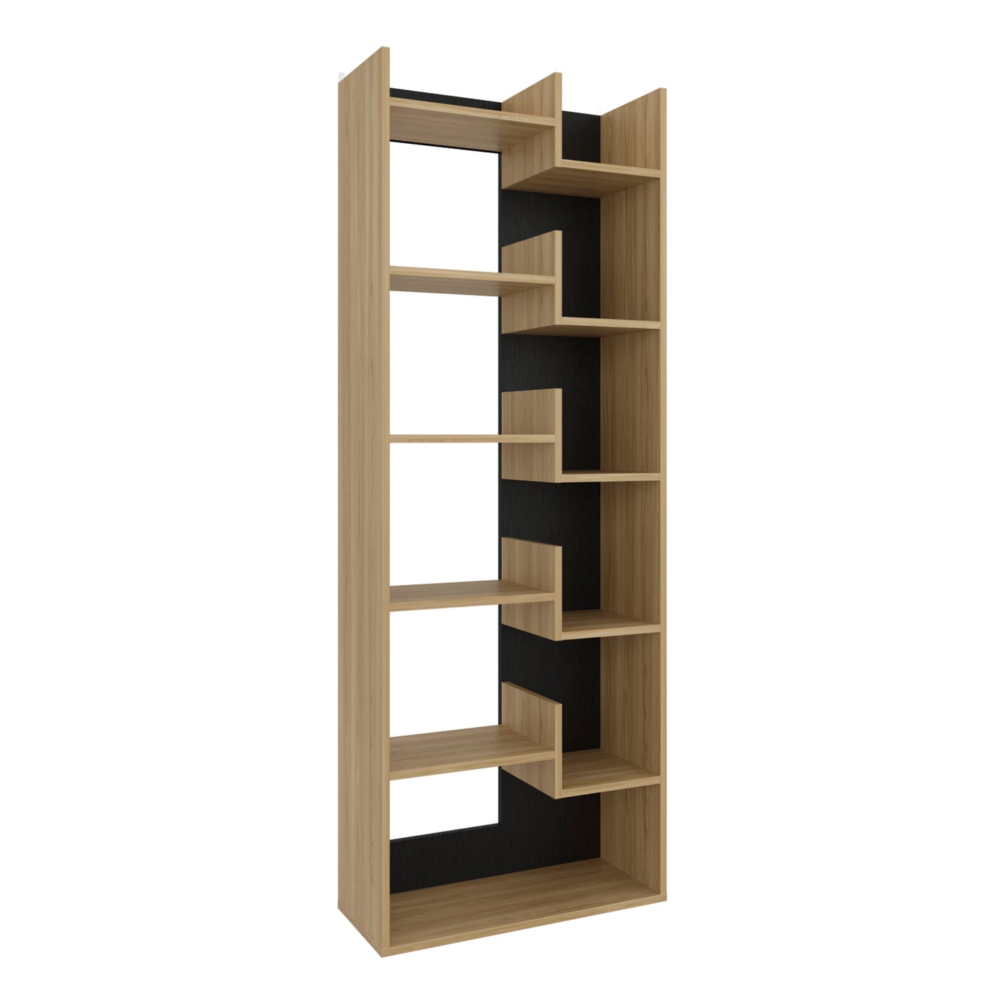 Biblioteca Clover, Fresno Europeo y Wengue, con espacios para guardar y poner objetos