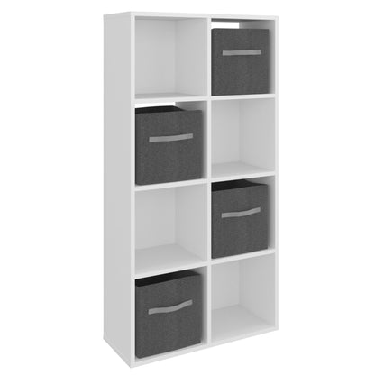Biblioteca Organizadora Cubik Con Cuatro Cubos En Tela, Gris Blanco