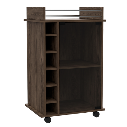 Bar Bajo Seis Botelleros Una Puerta De Vidrio, FM Furniture 009O, Cafe Oscuro
